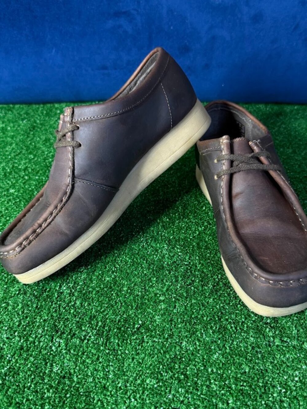 Clarks Padmora Women's Brown Smooth Leather Moccasin Lace-Up Crepe Shoes 7.5